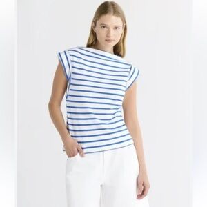 Free Assembly 100% Cotton Nautical Stripe Boatneck Top